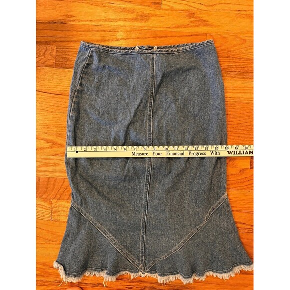 Y2k Forever 21 Denim Mini Skirt M Knee Length Flare Streetwear cowgirl - Picture 6 of 7